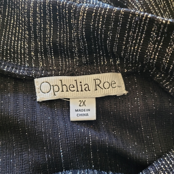 Metallic black sliver long sleeve stretch dress Ophelia Roe size 2X - Picture 6 of 6